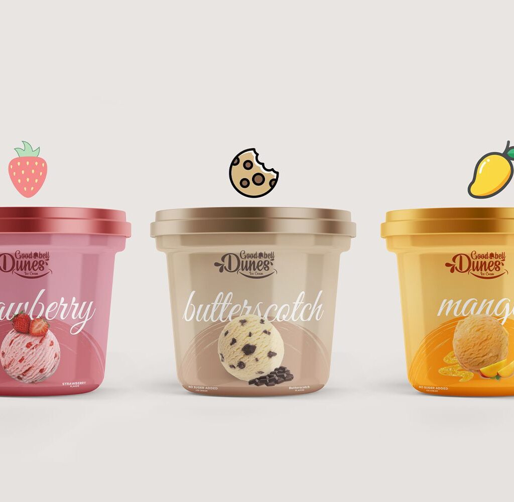 Ice-Cream Packaging Design for the Brand Goodbell Dune's