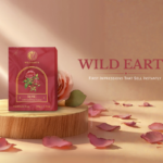 Gemini said A visually elegant and captivating product advertisement for "WILD EARTH" handmade rose soap.
